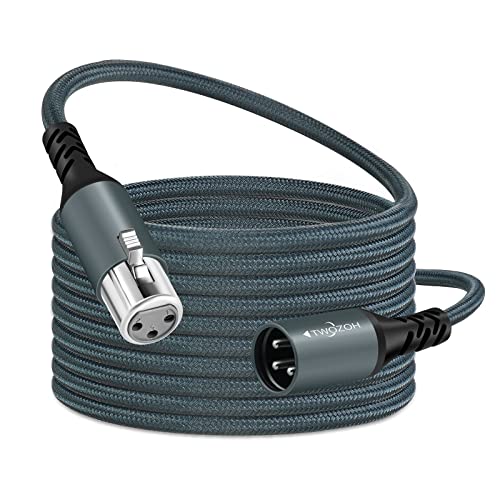 Twozoh Professionelles XLR-Kabel 10M, geflochten, symmetrisch, 3-polig, XLR-Stecker auf XLR-Buchse, HiFi-Audio-Mikrofonkabel von Twozoh