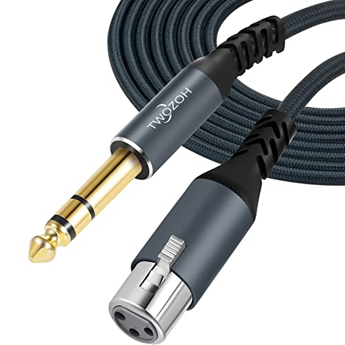 Twozoh XLR Buchse auf 6,35 mm TRS Kabel1M, Geflochtenes Klinke Stereo 6,35 mm stecker auf 3 poliges XLR Mikrofonkabel (Professional/HiFi) von Twozoh