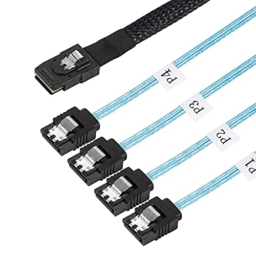 Twozoh Interne Mini-SAS auf SATA 1M, Mini-SAS 36 Pin SFF-8087 Stecker auf 4X SATA 7 Pin Buchse Forward Breakout Kabel von Twozoh