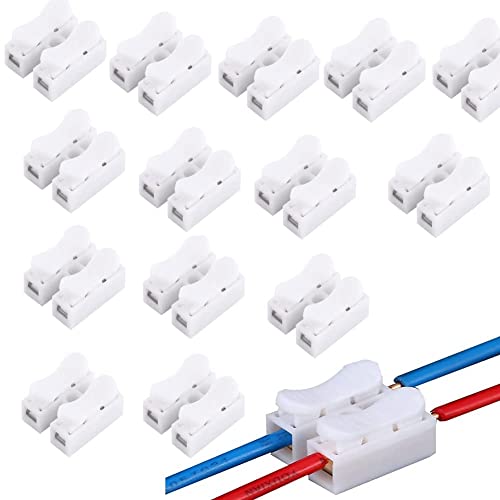 100 Stück 2P CH-2 Lüsterklemmen Steckbar Kabel, Schnellverbinder Kabelverbinder LED Elektrische Drahtverbinder LED-Lichtleiste Kein Löten Schweißen Schnellkabel Draht von Tyenaza