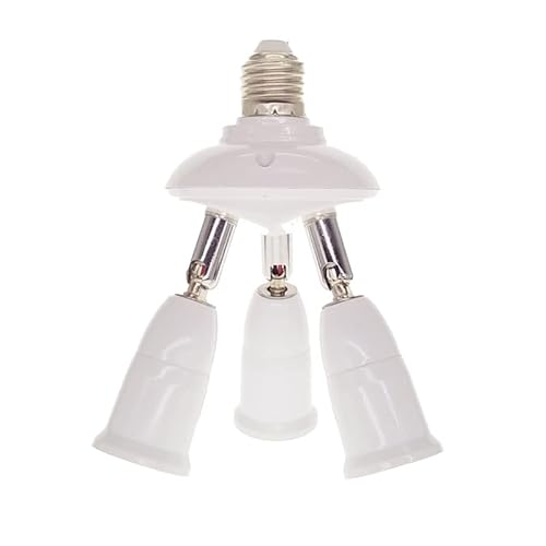 Tyenaza E27-Glühbirnen-Sockel-Adapter, Splitter auf 3 Köpfe, Verstellbare Winkel, Innen- Und Außenbereich Für Deckenleuchte Oder Lampe von Tyenaza