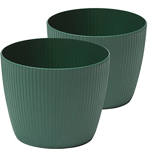 Tymar Blumentopf, 2er-Pack, Runde Form, Übertopf ((2pack) Avocado, ø 15,5 cm) von Tymar