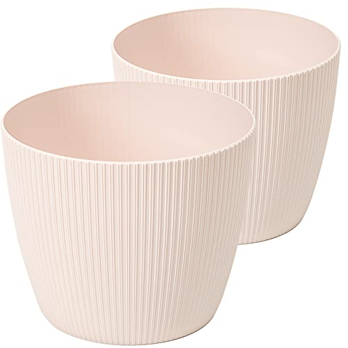 Tymar Blumentopf, 2er-Pack, Runde Form, Übertopf ((2pack) Puder Rosa, ø 15,5 cm) von Tymar