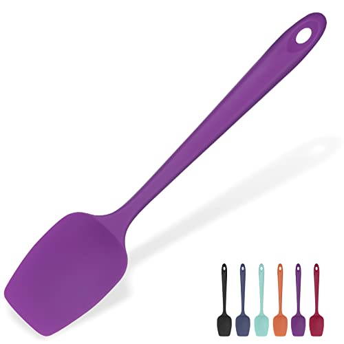 315℃ Hochhitzebeständiger Silikon Löffel Spatel: U-Taste Flexibler Nahtloser Gummispatel, Backen Kochen Silikon Teigschaber für Antihaftbeschichtetes Kochgeschirr Mischen Schaben (29cm, Lila) von U-Taste