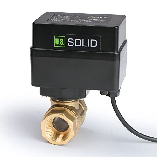 Motorisierter Kugelhahn – 1/2" Messing-Kugelhahn mit Standardanschluss, 9–36 V AC/DC, 2-Draht-Auto-Return-Setup, stromlos offen (N/O) von U.S. Solid von U.S. Solid