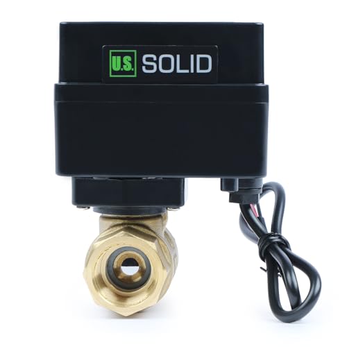 U.S. Solid 1/2" motorisierter Kugelhahn - elektrischer Kugelhahn aus Messing, 9-36 V AC/DC, 2-Draht-Auto-Return-Einrichtung, stromlos geschlossen (N.C.) von U.S. Solid