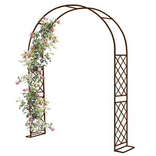 Gartenlaube Aus Metall, Hochzeitsbogenständer, Robuster Rosenbogen, Spalierrahmen Aus Stahl Für Kletterpflanzen, Party-Dekoration Im Freien, Pergola-Laube Mit Sockel(Color:D,Size:W1.4M X H2.3M) von UE-MAOLU