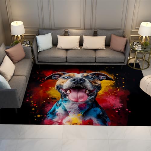 UERWOWELL Graffiti Bereich Teppiche Bunte Kinder Teppiche für Schlafzimmer Tiere Hundemuster Teppich für Kücheneingang Ultra dünner leicht zu reinigender Haustierteppich 60x120cm von UERWOWELL