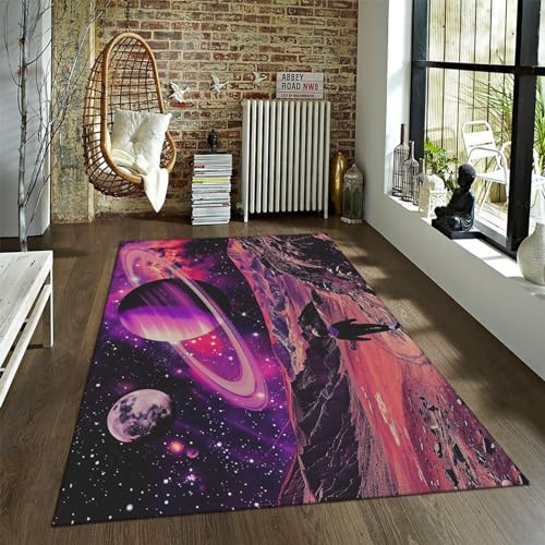 UERWOWELL Kinder-Themen-Indoor-Teppich für Wohnzimmer Erkunden Sie das Universum Planets Space Series Fun Teppiche für Kinderzimmer Leicht zu reinigende Teppichmatte 60x120cm von UERWOWELL
