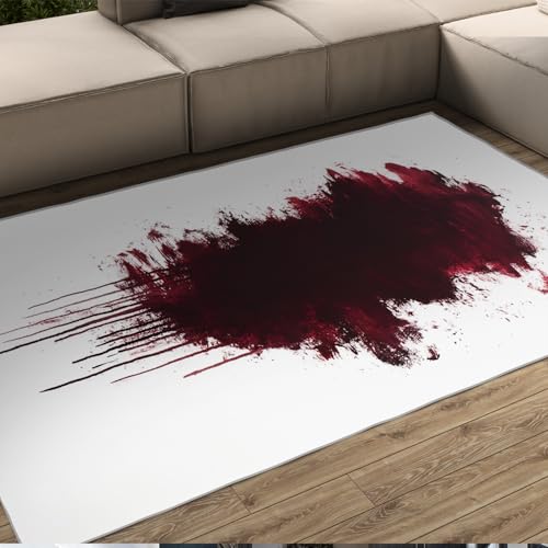 UERWOWELL Moderne kreative weiße Teppiche tiefrote Farbe Flow Art Splatter Dekor dünner Boden Teppich für Flur Wohnzimmer Schlafzimmer Büro 80x150cm UERWOWELL Moderne kreative weiße Teppiche tiefrote Farbe Flow Art Splatter Dekor dünner Boden Teppich für Flur Wohnzimmer Schlafzimmer Büro 80x150cm von UERWOWELL