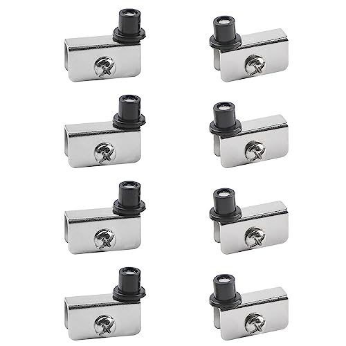 UFURMATE Mini-Glastürscharnier, 8 Stück vernickelte rahmenlose Glastür-Pivot-Scharniere, Klemme, verstellbarer Schrank-Pivot-Scharnierclip-Ersatzsatz, passend für 3-5 mm freischwingende Acryl/Glastür von UFURMATE