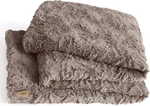 UGG Adalee Überwurfdecke aus weichem Kunstfell, wendbar, flauschig, flauschig, gemütlich, Hotelstil, luxuriös, weich, Boho, Heimdekoration, Decken für Bett und Wohnzimmer, 178 x 127 cm, Austernfarben von UGG