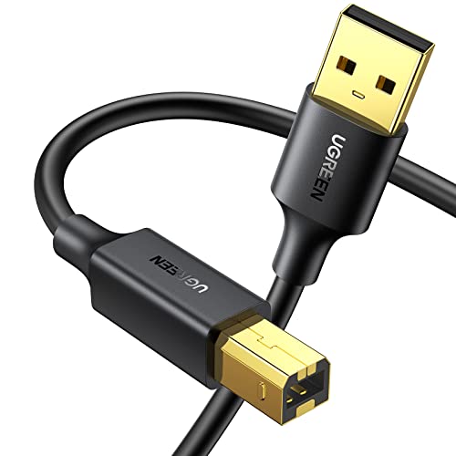 UGREEN Druckerkabel USB Scanner Kabel Typ B Anschlusskabel Drucker USB A auf USB B Stecker Printer Cable kompatibel mit HP, Canon, Epson, Lexmark, Brother, Dell - Vergoldete Kontakte(2m) von UGREEN