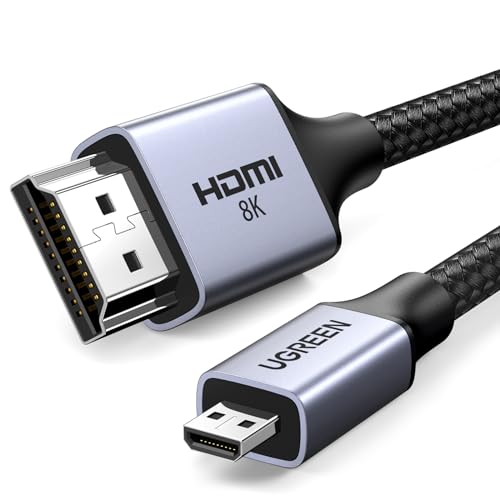 UGREEN Micro HDMI zu HDMI 2.1 Kabel 8K 4K@120/240Hz Micro HDMI Kabel eARC Dolby Atmos HDR Ultra High Speed HDCP Kompatibel mit Raspberry Pi 5/4 Hero 7 Kamera DSLR Portable Monitor Laptop PS5(1M) von UGREEN