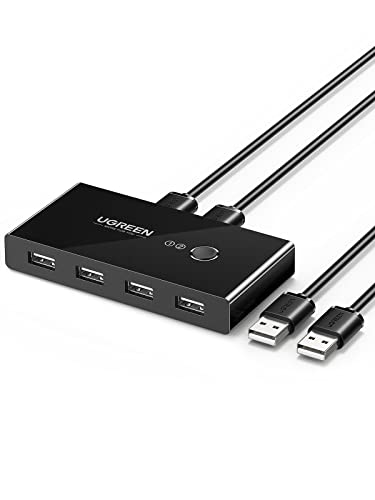 UGREEN USB Switch 2PC KVM USB Switch 2 In 4 Out für stabile Datenübertragung Umschalter mit 2 USB Kabel für Tastatur, Maus, Drucker, Scanner, USB Sticks, Externe Festplatte, Headsets usw. von UGREEN