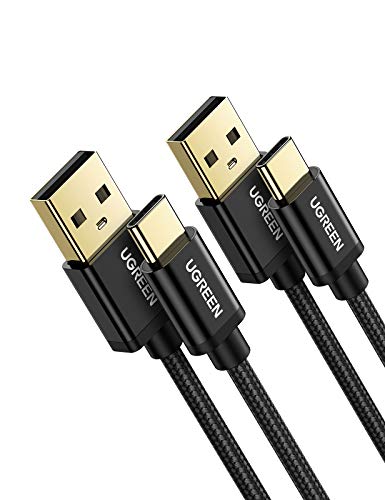 UGREEN USB C Ladekabel 2 Stück USB C Kabel 2 Pack Typ C Schnellladekabel kompatibel mit Galaxy S22 S21 S20 S10 S9 S8 A20e A51 A21s, P30 Lite, P20 Lite, Mi 9, Redmi 9, Xperia 10 II, HTC U11 usw. (2m) von UGREEN