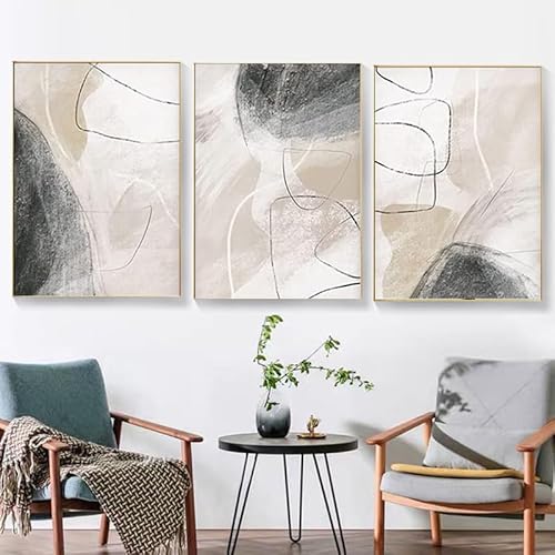 UGZDEA Abstrakt Leinwand Poster 3er Set, Moderne Geometrie Formen Leinwand Bilder Wohnzimmer Schlafzimmer Deko Bild-Ohne Rahmen (3x40x60cm,B) von UGZDEA