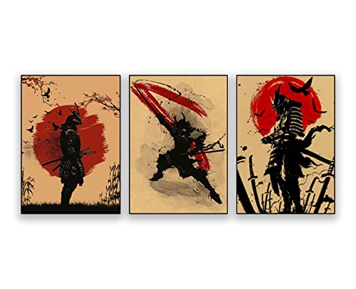 UGZDEA Japanese Samurai Leinwand Bilder, Japanese Bushido Art Portrait Poster Modern Wohnzimmer Schlafzimmer Dekoration Poster Malerei-No Framed (No Framed-1, 3 * 30x40cm) von UGZDEA