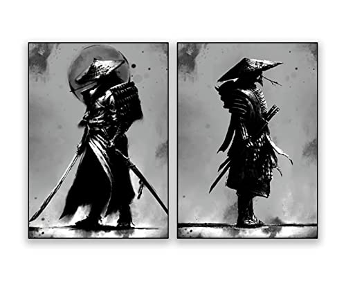 UGZDEA Japanese Samurai Leinwand Bilder, Japanese Bushido Art Portrait Poster Modern Wohnzimmer Schlafzimmer Dekoration Poster Malerei-No Framed (No Framed-3, 2 * 30x40cm) von UGZDEA