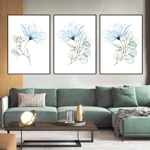 UGZDEA Leinwand Poster 3er Set, Moderne Triptychon Aquarellgrünpflanzen Plakate Druckmalerei Pflanzenblätter Wohnzimmer Schlafzimmer Deko Bild-Ohne Rahmen(G,3x30x40cm) von UGZDEA