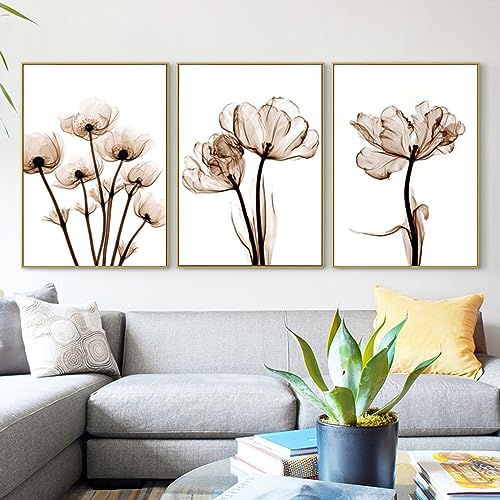 UGZDEA Nordic Blumen Leinwand Poster, Moderne Abstrakte blumenbild Pflanze Kunstposter 3er Set Wanddeko Bilder Set für Wohnzimmer Schlafzimmer-Ohne Rahmen (3x60x90cm, C) von UGZDEA