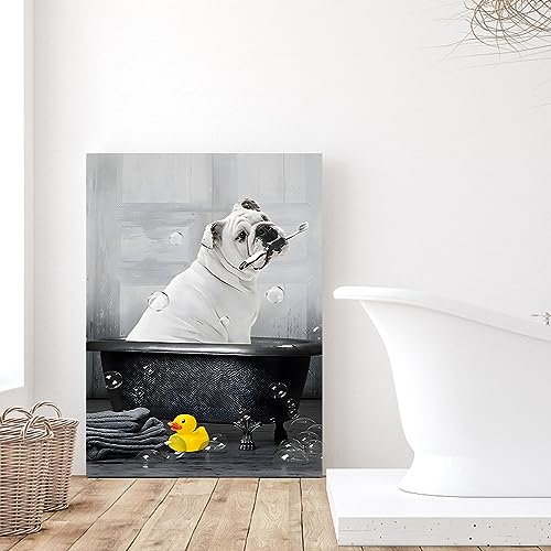 UGZDEA Tier in der Badewanne Leinwand Bilder, Schwarz Weiß Bär Elefant Kuh Alpaka Badezimmer Poster Home Decor-ohne Rahmen (A-2, 30x40cm) von UGZDEA