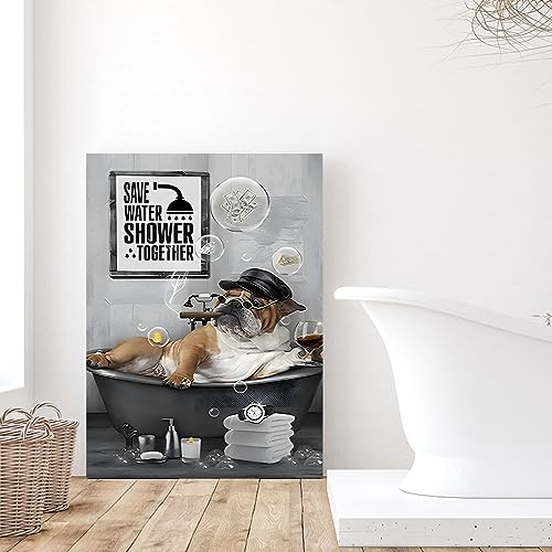 UGZDEA Tier in der Badewanne Leinwand Bilder, Schwarz Weiß Bär Elefant Kuh Alpaka Badezimmer Poster Home Decor-ohne Rahmen (A-4, 40x60cm) von UGZDEA