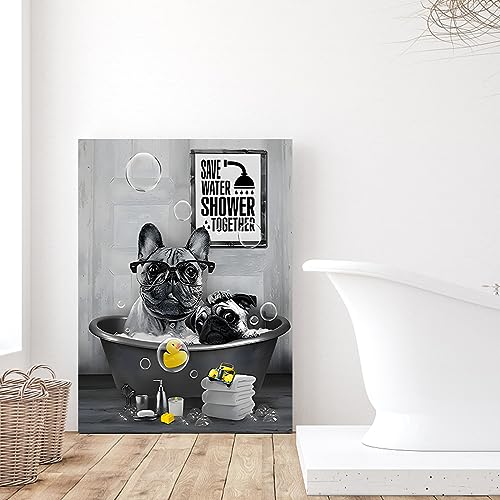 UGZDEA Tier in der Badewanne Leinwand Bilder, Schwarz Weiß Bär Elefant Kuh Alpaka Badezimmer Poster Home Decor-ohne Rahmen (B-3, 30x40cm) von UGZDEA