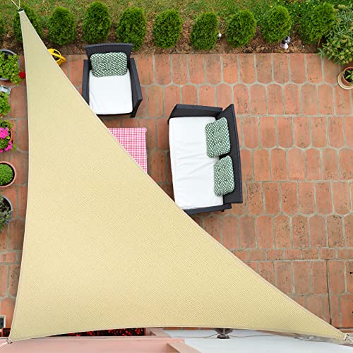 UIRWAY Sonnensegel Dreieck 3.6X 3.6X 3.6m Markisensegel,95% UV-Schutz, Atmungsaktiver Sonnenschutz für Terrasse, Garten, Pergola, Hinterhof – Sand Farbe von UIRWAY