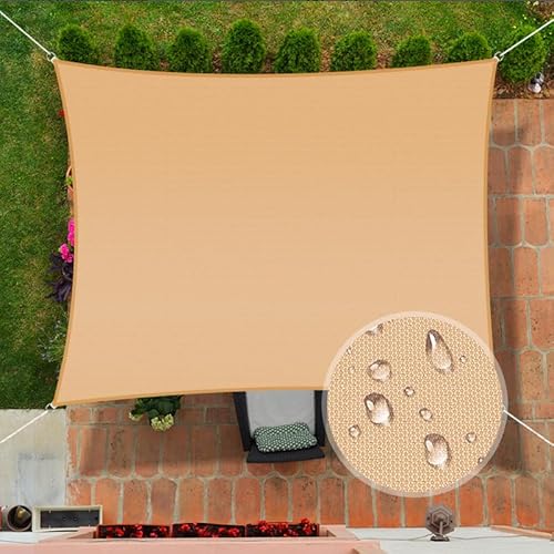 UIRWAY 2 x 3 m Wasserdichtes Sonnenschutzsegel, 95% UV-Block rechteckiger Sonnenschutz, 160 g/m² Sonnenschutzsegel, für Außenterrasse, Garten, Pergola, Hinterhöfe, Carport, Außenanlagen–Sand von UIRWAY