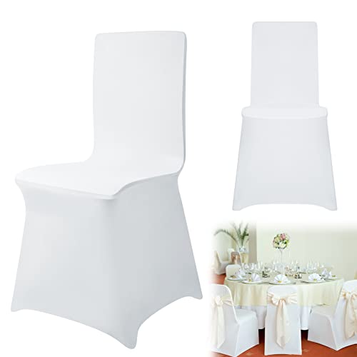 UISEBRT 100pcs Stuhlhussen Stretch Set - Weiß Stuhlbezug Elastisch Stühle Schutz Abnehmbarer Waschbarer Universal Chair Cover für Büro Hotel Esszimmer Bankett Hochzeit Party Deko(100 Stück) von UISEBRT