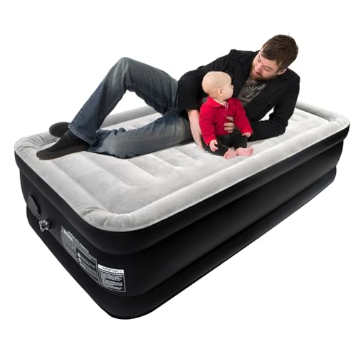 UISEBRT Luftbett für 1 Personen Aufblasbare Matratze Luftmatratze mit Elektrischer Pumpe Selbstaufblasend Luftbetten max 300kg für Camping & Gästebett -187x 90 x 46cm von UISEBRT