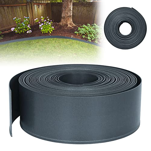 UISEBRT Rasenkante Kunstoff 100m - Lawn Edging Roll Plastic Beeteinfassung Gartenzaun Beetumrandung Rasenbegrenzung Lawn Border Garten Dekorativ (100 m x 12 cm, Anthrazit) von UISEBRT