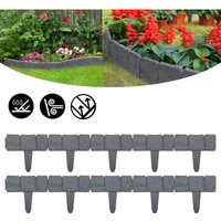 Uisebrt - 30Pcs Rasenkante Kunstoff 7.5m Beeteinfassung Steinoptik Palisade Beetumrandung Mähkante Gartenzaun für Garten Border Blumenbeet, LxH von UISEBRT