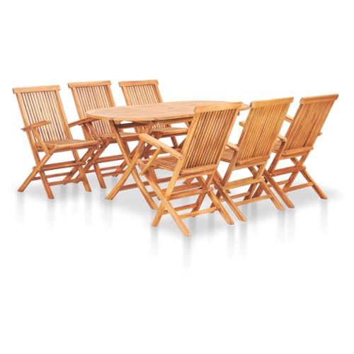 UJCHVHN 7-teiliges zusammenklappbares Esszimmer-Set für den Außenbereich, massives Teakholz, Outdoor-Sets UJCHVHN 7-teiliges zusammenklappbares Esszimmer-Set für den Außenbereich, massives Teakholz, Outdoor-Sets von UJCHVHN