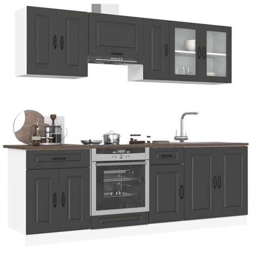 UJCHVHN 8-teiliges Küchenschrank-Set Kalmar aus schwarzem Holzwerkstoff, Schränke und Aufbewahrung, Küchenschränke UJCHVHN 8-teiliges Küchenschrank-Set Kalmar aus schwarzem Holzwerkstoff, Schränke und Aufbewahrung, Küchenschränke von UJCHVHN