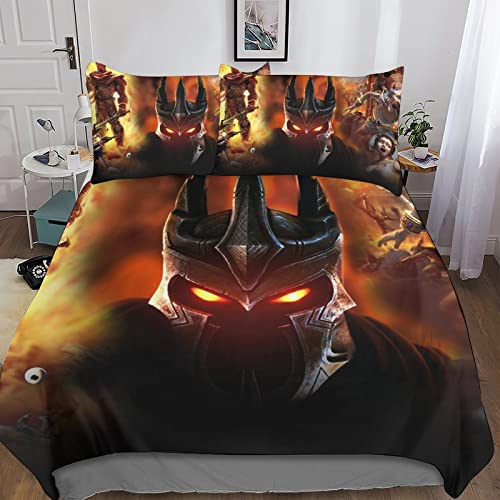 UKALOU Overlord 3-teiliges Bettwäscheset Aus Mikrofaser Mit Anime 3D-Print Für EIN Modernes Und Stilvolles Schlafzimmer Versteckter Reißverschluss Und Pillowcases Inklusive Double（200x200cm） von UKALOU