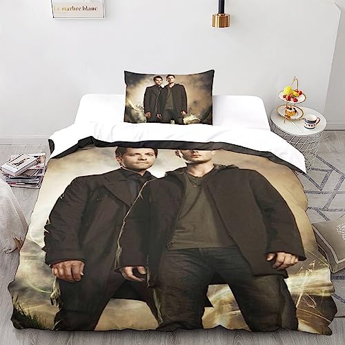 UKALOU Supernatural Hochwertiges Duvet Cover Set Aus Mikrofaser, Superhelden 3-teilig - Quilt Cover Mit Verstecktem Reißverschluss Und Pillowcases Für Komfort Und Stil Single（135x200cm） von UKALOU