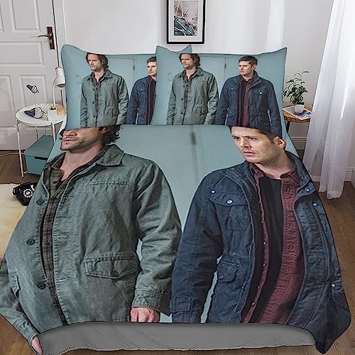 UKALOU Supernatural Sie Einen Erholsamen Schlaf in Diesem 3-teiligen Superhelden Duvet-Cover-Set Aus Mikrofaser Mit 3D-Druck - Versteckter Reißverschluss Und Pillowcases Enthalten Double（200x200cm） von UKALOU