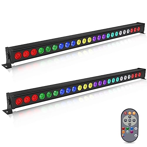 UKing LED Wall Wash Partylicht 24 x 3W LEDs RGB Bar Disco Lichteffekt mit Fernbedienung und DMX musikgesteuert Strobe Beleuchtung für DJ Disco Home Party Bühnenlichter, 2 PCS von U`King