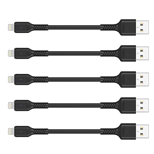 0,1m iPhone Ladekabel Kurz, 5Pack USB A auf Lightning kabel 10 cm Original iPhone schnellladekabel Kompatibel für Apple iPhone13 12 11 Pro Max Xs Xr X 8 7 6 Plus SE iPad Air/Mini (10CM, Schwarz) von ULIFTUS