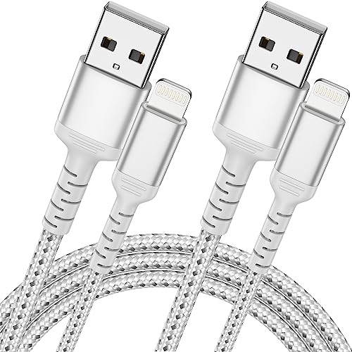 ULIFTUS iPhone Ladekabel 1M 2Pack, Nylon USB A auf Lightning Kabel Schnellladekabel Kompatibel für Apple iPhone14 13 12 11 Pro Max Xs Xr X 8 7 6 Plus SE (Silber) von ULIFTUS