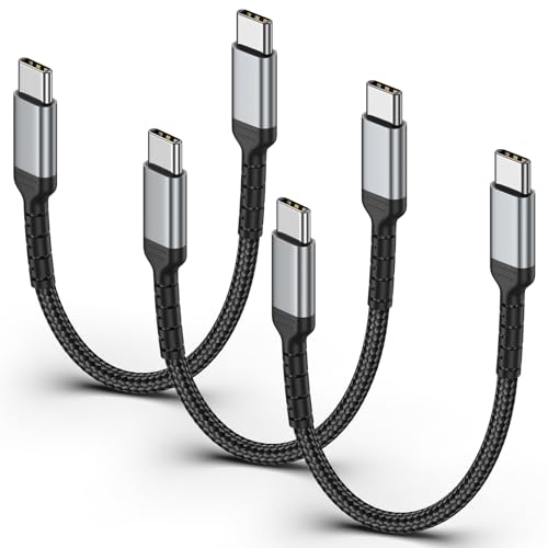 USB C auf USB C Kabel Kurz [20cm, 3Pack], 60W USB C Ladekabel Power Delivery Typ C Schnellladekabel compatibel für iPhone 15/ 15Pro Max, Samsung GalaxyS23 S22 S21, iPad Pro/Air, Huawei, Pixel von ULIFTUS