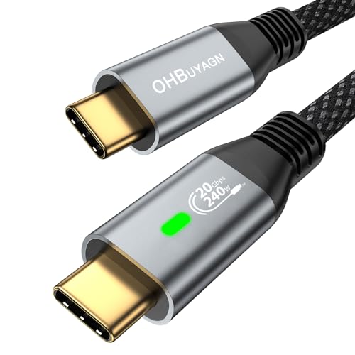 USB C auf USB C Kabel, 20 Gbit/s Datenkabel USB C 3.2 Gen2x2 Kabel 240W PD 3.1 Schnellladekabel 4K@60Hz Videoübertragung Monitorkabel für iPhone15 Pro, Samsung Galaxy S22 /S21, iPad Pro (0,5M) von ULT-WIIQ