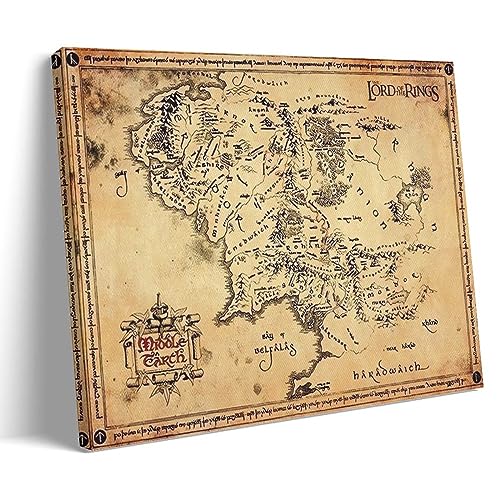 UMCHU Lord of The Rings Vintage Map Poster Dekorative Malerei Leinwand Wandkunst Wohnzimmer Poster Schlafzimmer Malerei,Wandkunst Bilddruck Moderne Familienzimmer Dekor 08x12inch(20x30cm) von UMCHU