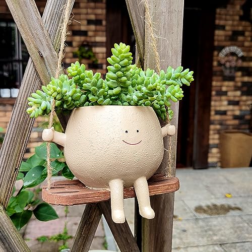 UMESONG Swing Face Planter Pot Hanging Head Planter for Indoor Outdoor Plant Succulent Pots for String of Pearls Plant Live Resin Flower Pots Best Gift for Mother and Teacher Appreciation Christmas von UMESONG