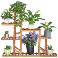 Blumenregal Blumenständer 6 Ebenen Pflanzentreppe aus Holz für Indoor Balkon Wohzimmer Outdoor Garten Dekor 117×25×96cm von UNHO