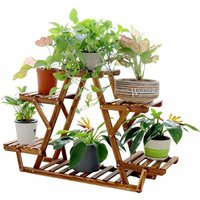 Blumenregal Blumentreppe 6 Ebenen Pflanzentreppe für Indoor Balkon Wohzimmer Outdoor Garten Dekor Pflanzenregal Holz 71×25×58cm von UNHO