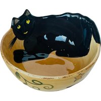 Halloween Wunderland Schale Tabletops Lifestyle Anthropomorphic Schwarze Katze Keramik von UNIQUETREASUREFREAK