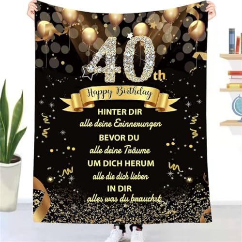 Kuscheldecke 40 Geburtstag Frauen Männer, Warm Wärmedecke 40. Geburtstag, Geschenke Decke zum 40. Geburtstag für Frauen, Manner Mutter, Schwester Freundin Oma Opa von UOOYAA